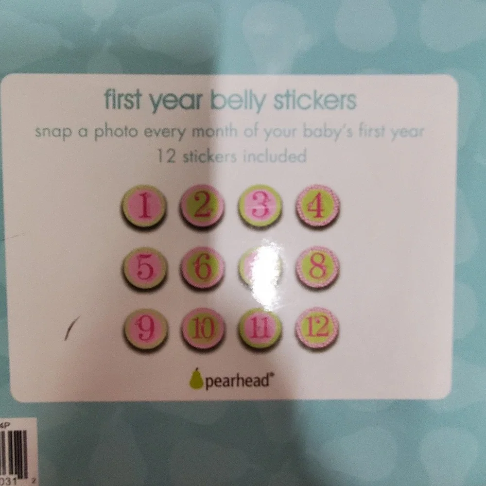 Pearhead My First Year Baby Photo Frame & Belly Stickers Pink Crown‎ Gift